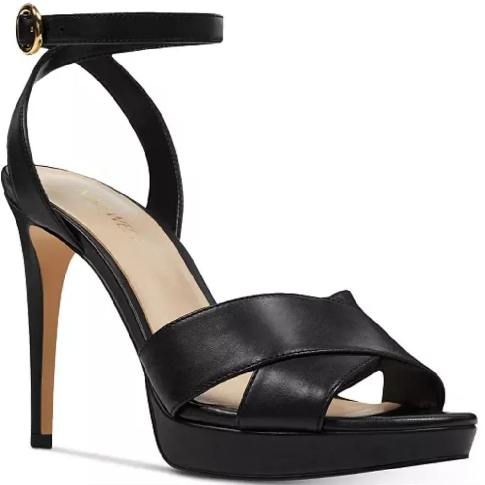 NINE WEST'S QUISHA LEATHER UPPER HIGH HEEL STILETTO OPEN-TOE SANDAL